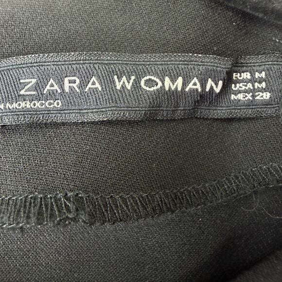 ZARA WOMAN Black Flutter Sleeve Shift Dress M Mini Minimalist Modern Chic - Picture 3 of 11